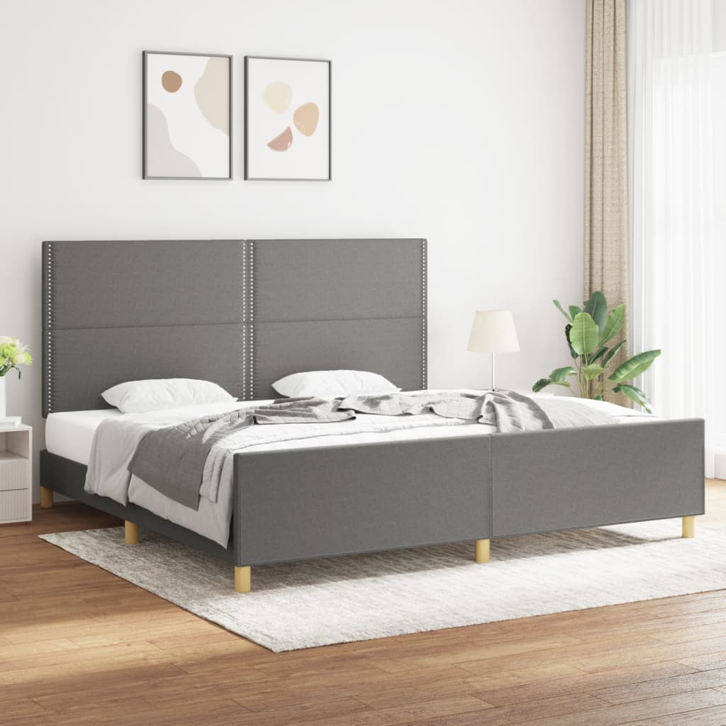 Sängram utan madrass mörkgrå 200x200 cm tyg