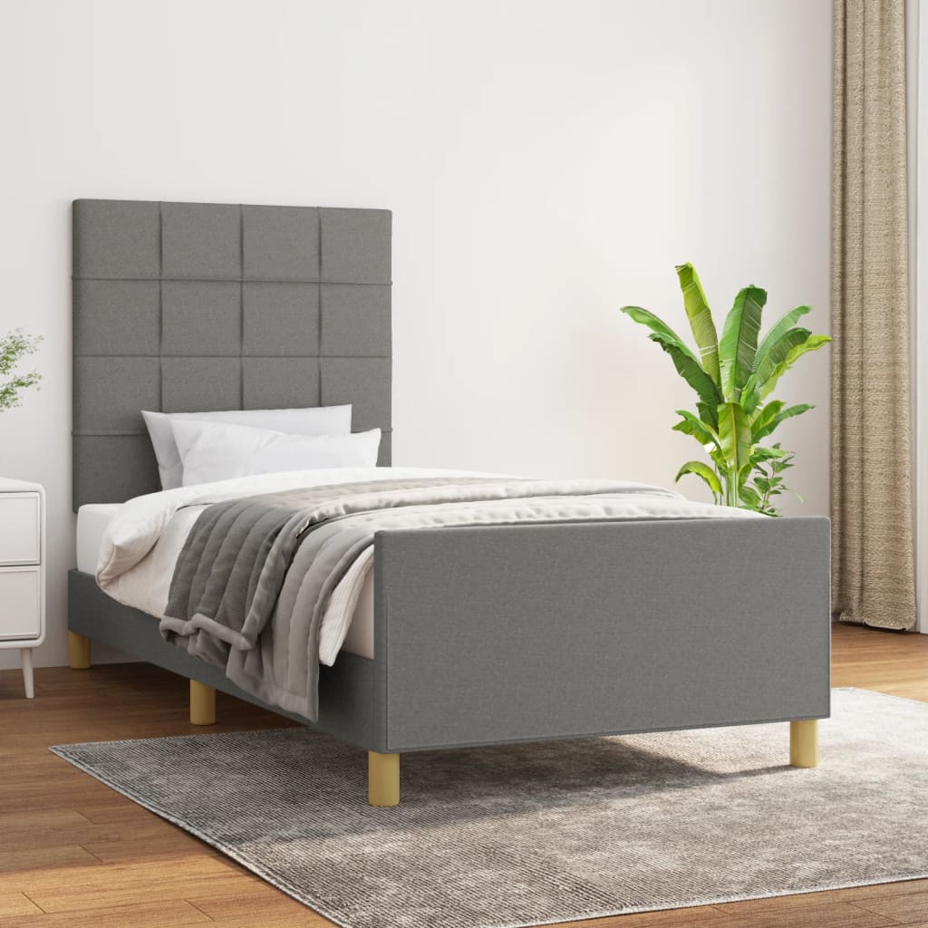 Sängram utan madrass mörkgrå 80x200 cm tyg