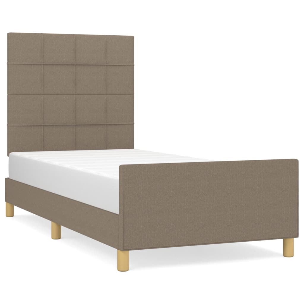 Sängram utan madrass taupe 100x200 cm tyg