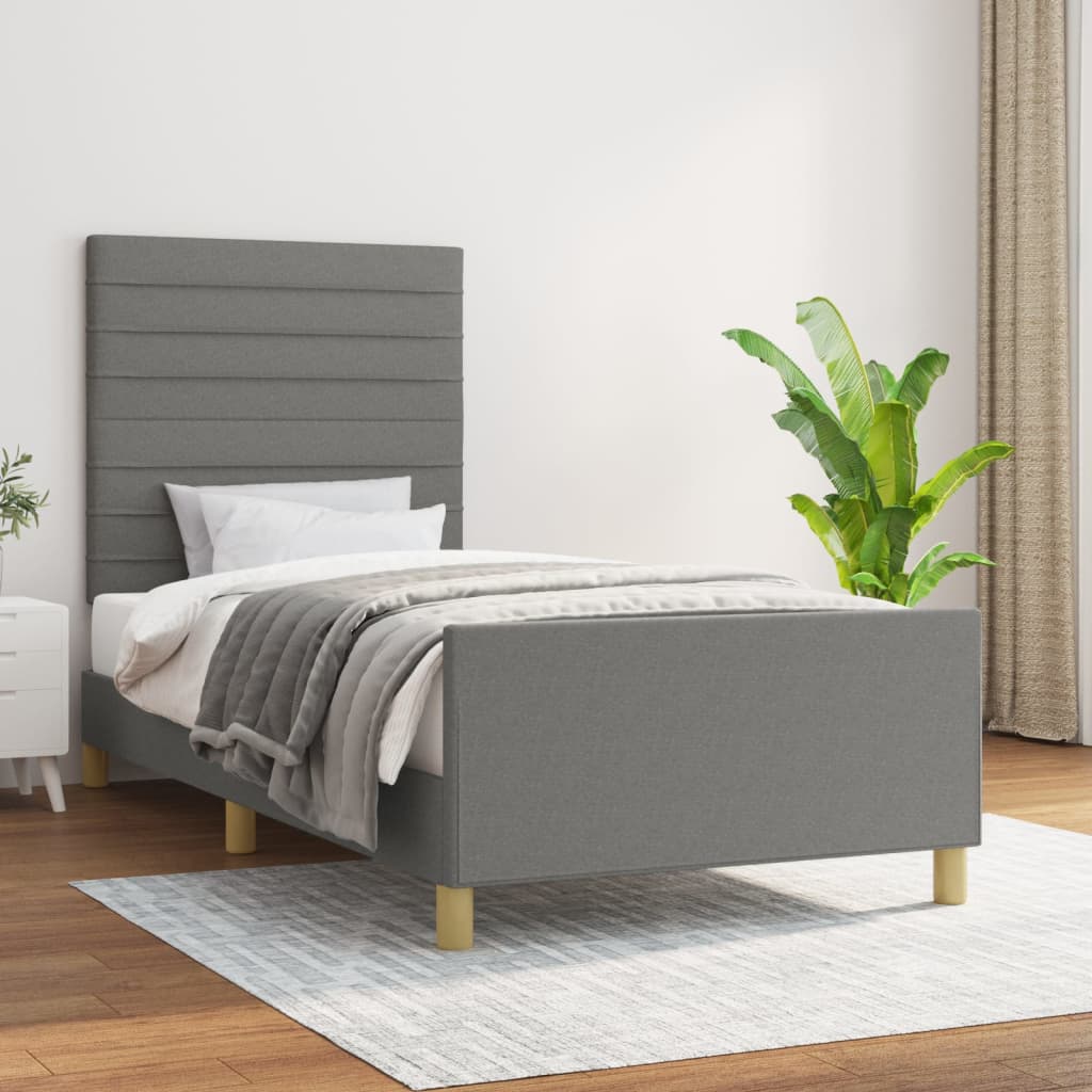 Sängram utan madrass mörkgrå 80x200 cm tyg