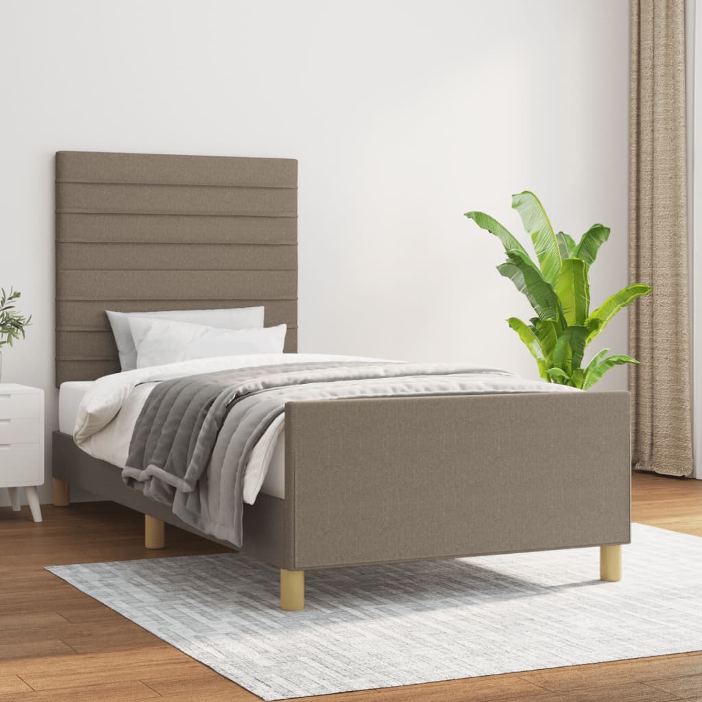 Sängram utan madrass Taupe 90x190 cm tyg