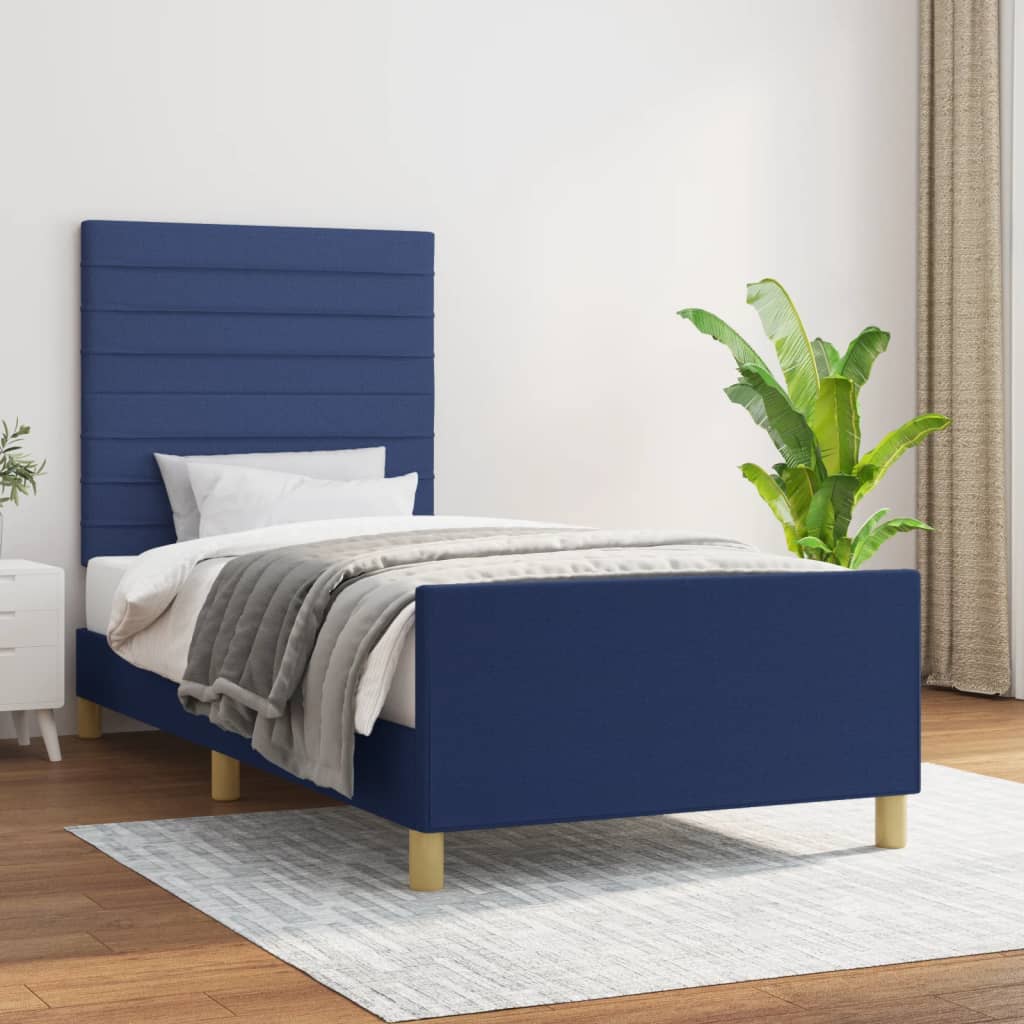 Sängram utan madrass blå 100x200 cm tyg