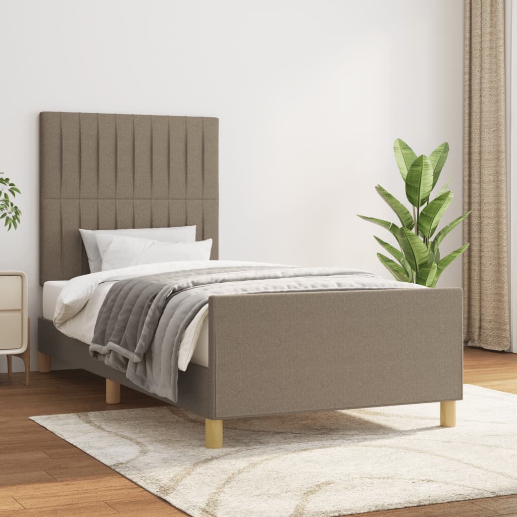 Sängram utan madrass Taupe 80x200cm tyg