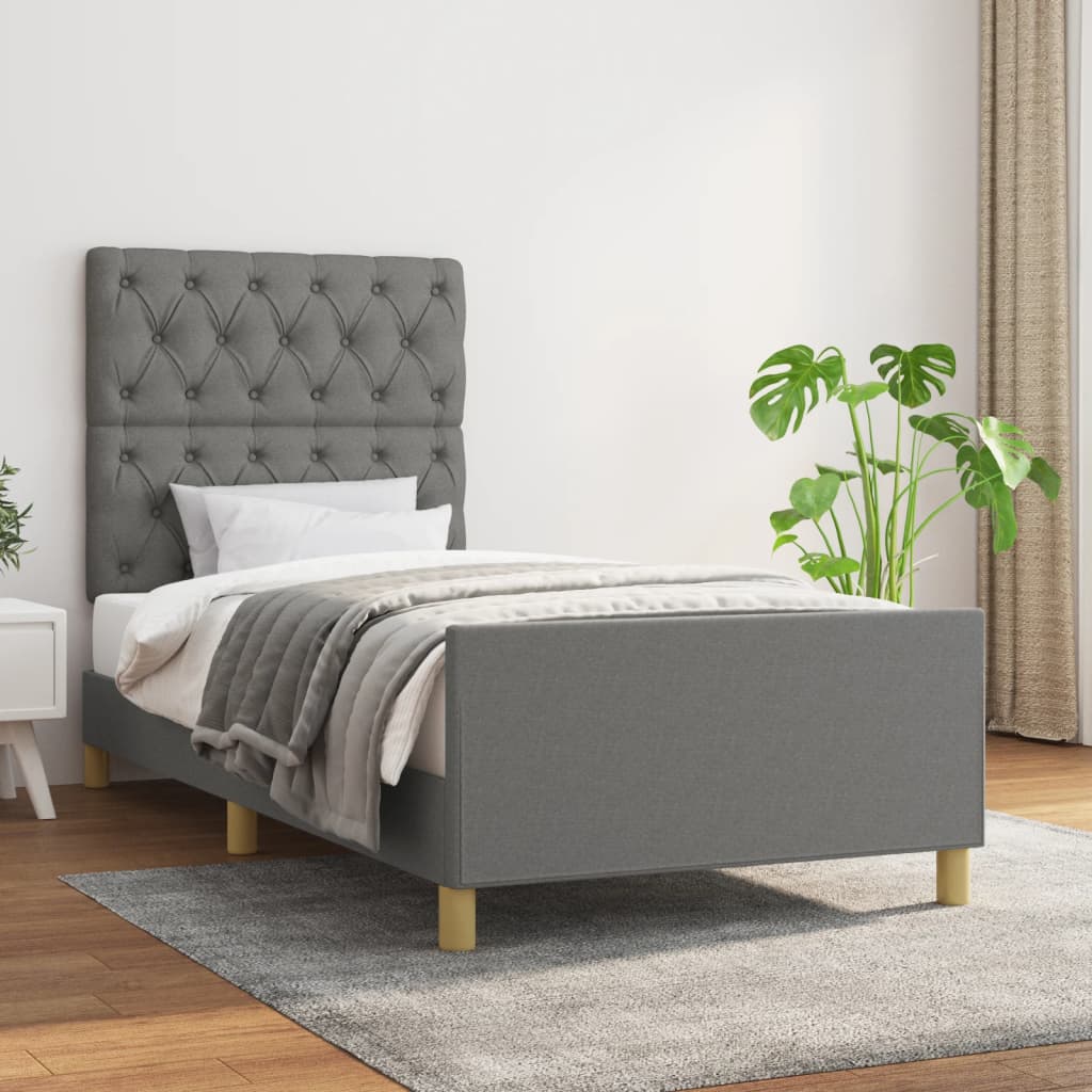 Sängram utan madrass mörkgrå 80x200 cm tyg