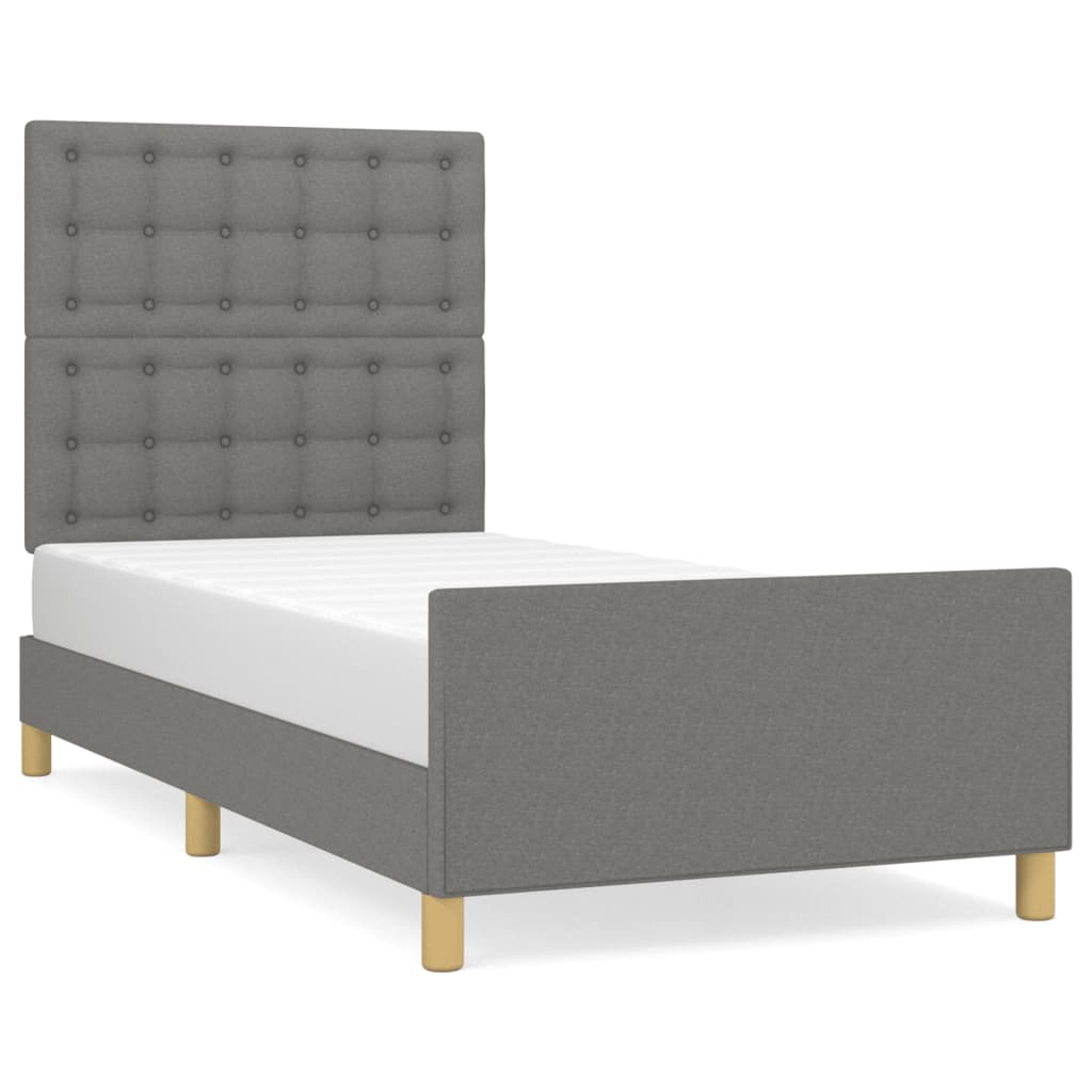 Sängram utan madrass mörkgrå 100x200 cm tyg