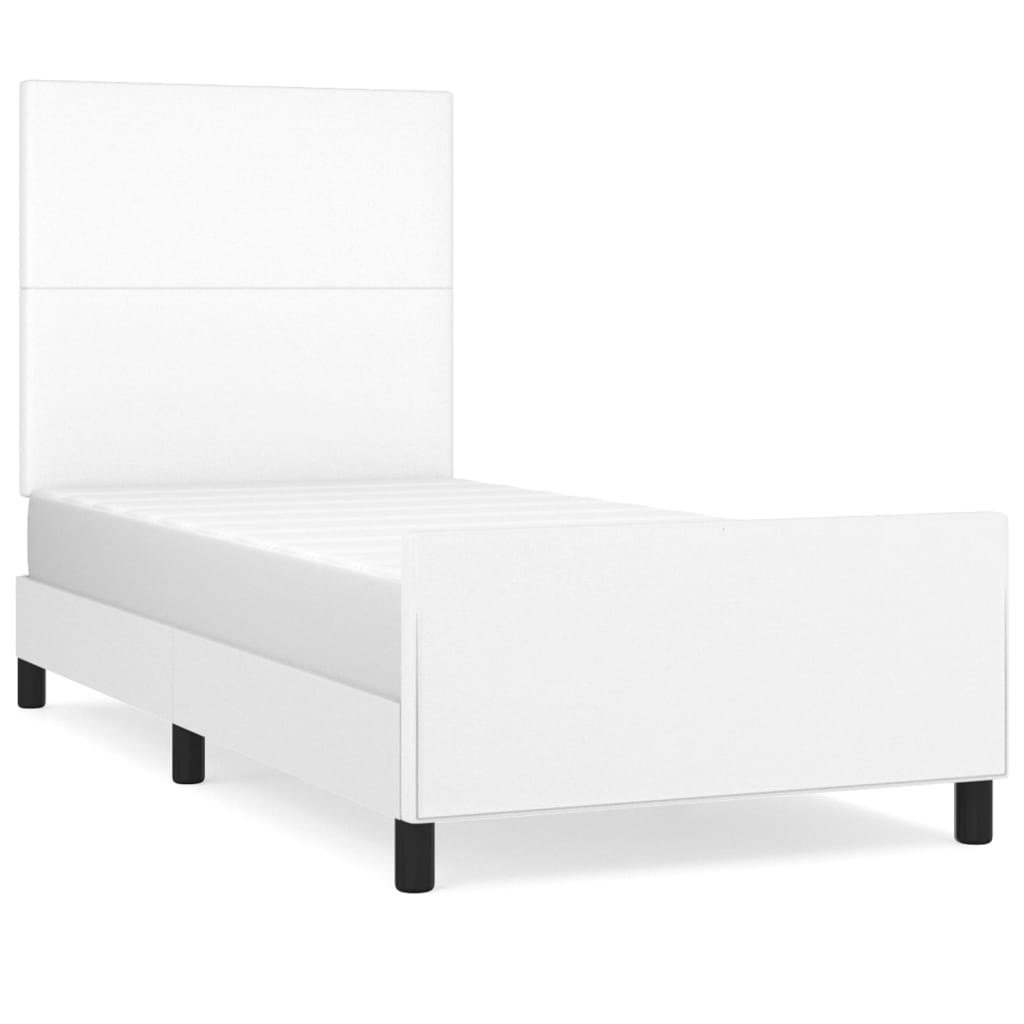 Sängram med huvudgavel vit 90x200 cm konstläder