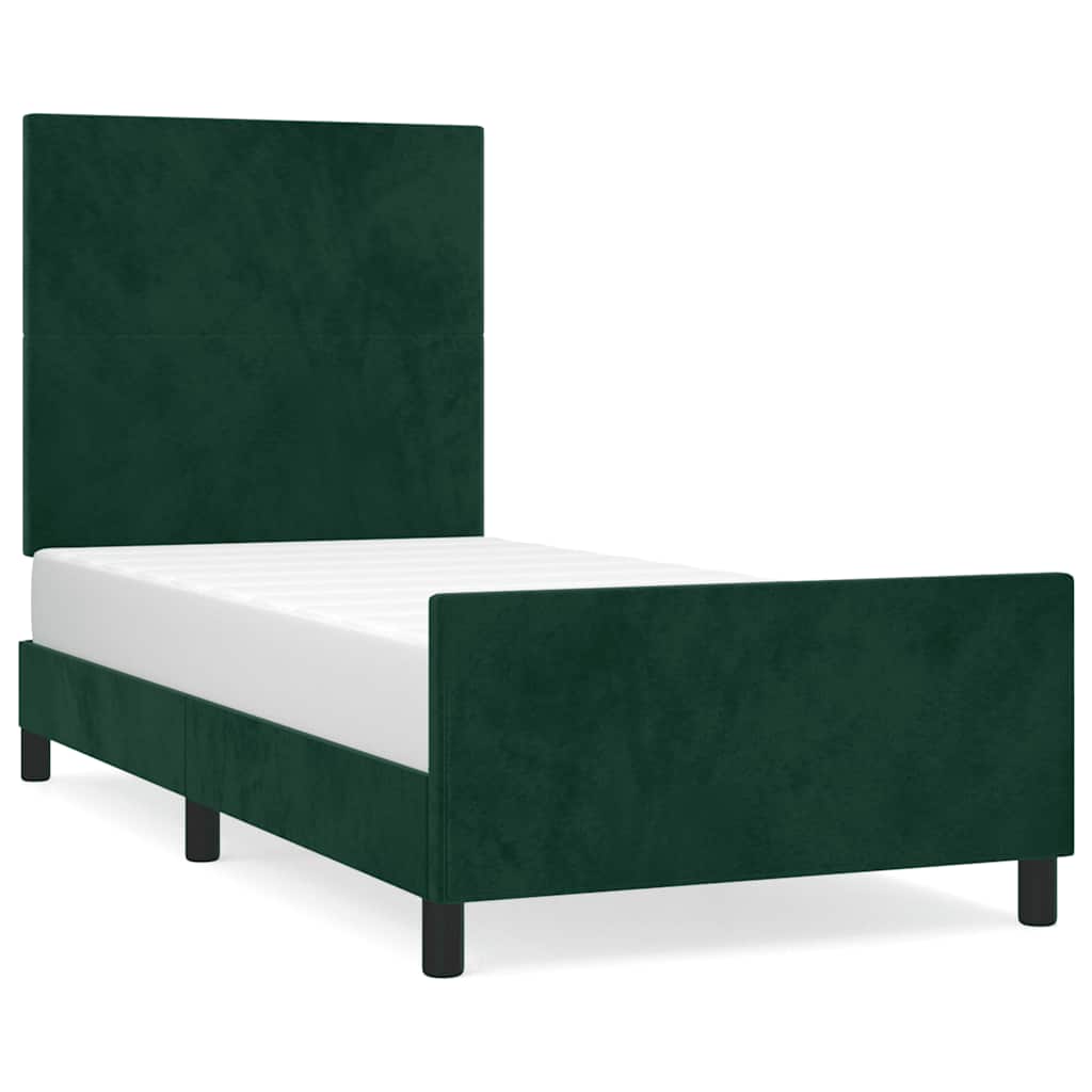 Sängram utan madrass mörkgrön 90x200 cm sammet