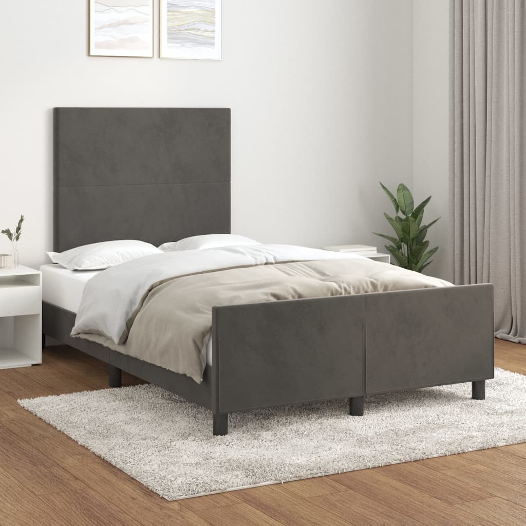 Sängram utan madrass mörkgrå 120x200 cm sammet