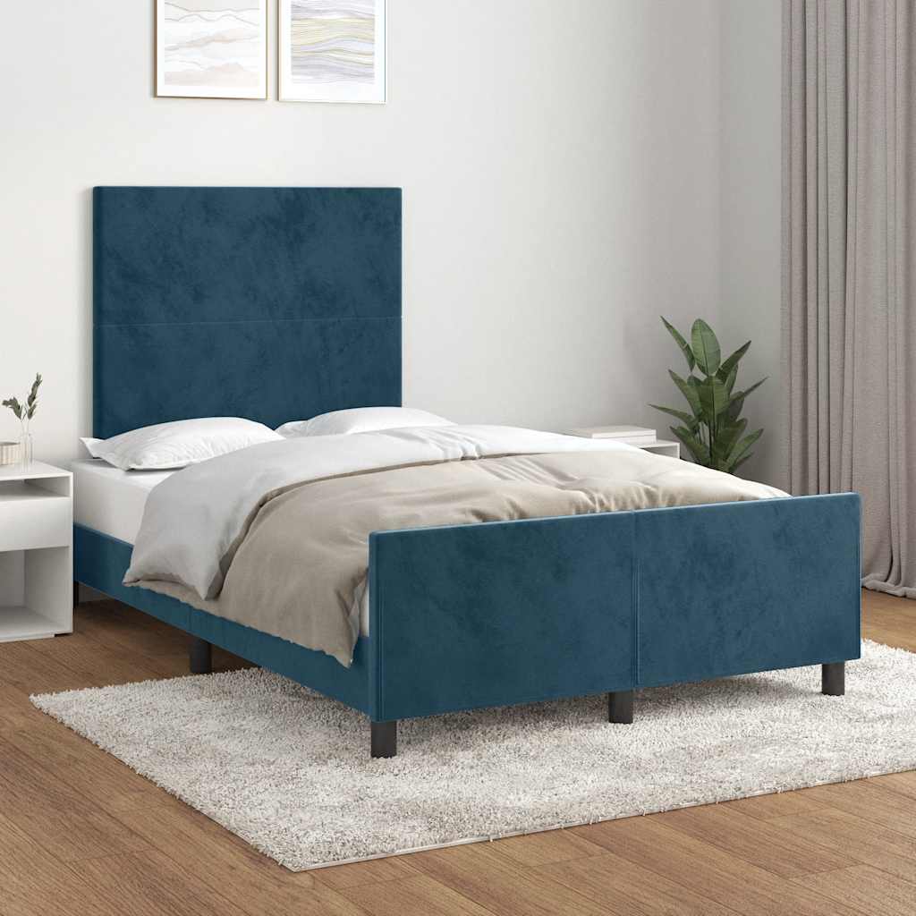 Sängram utan madrass mörkblå 120x200 cm sammet
