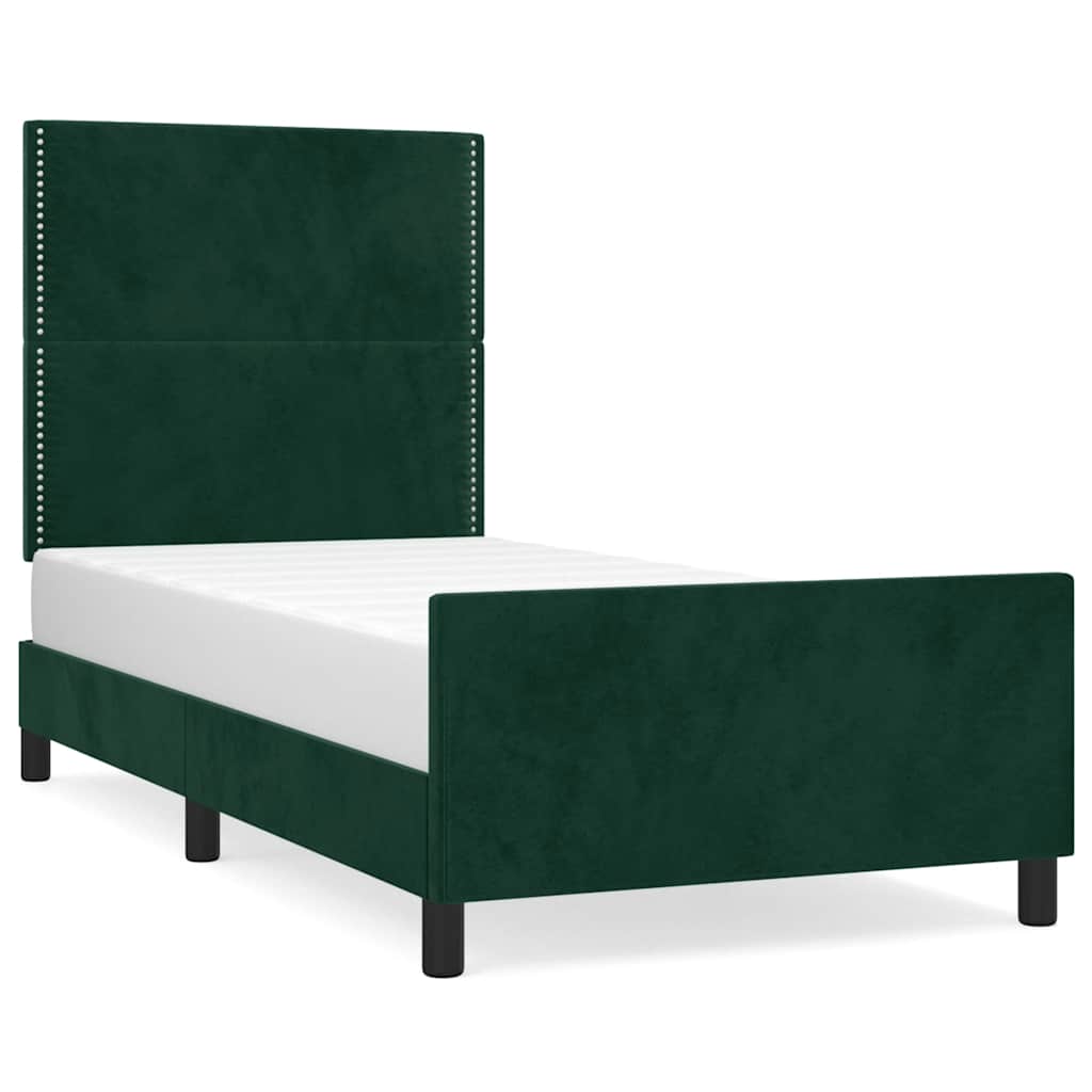 Sängram utan madrass mörkgrön 90x200 cm sammet