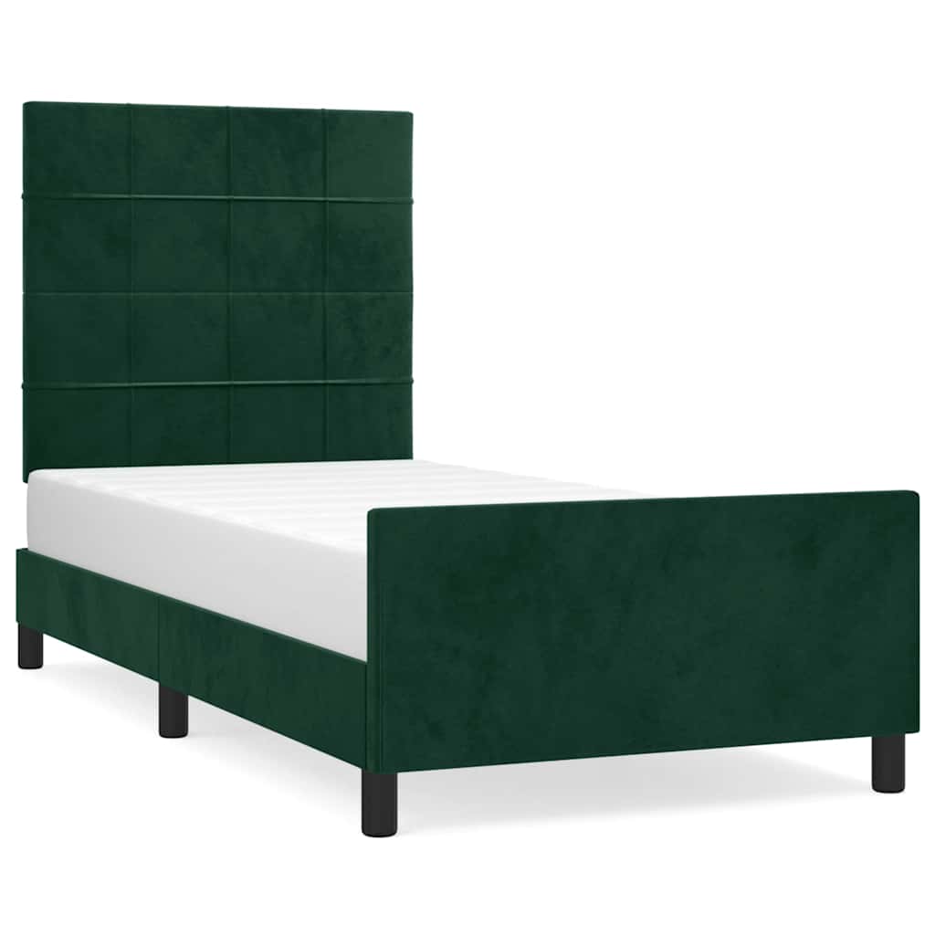 Sängram utan madrass mörkgrön 90x200 cm sammet