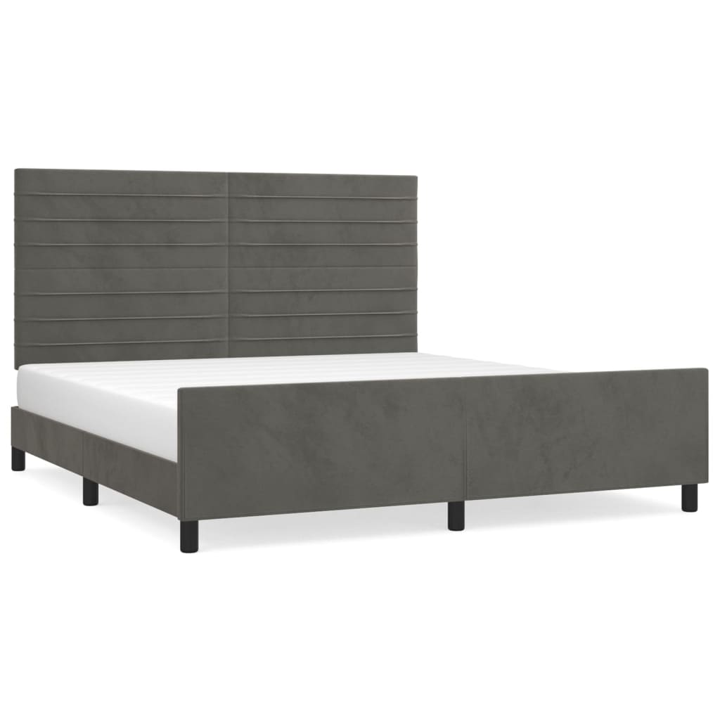 Sängram utan madrass mörkgrå 160x200 cm sammet