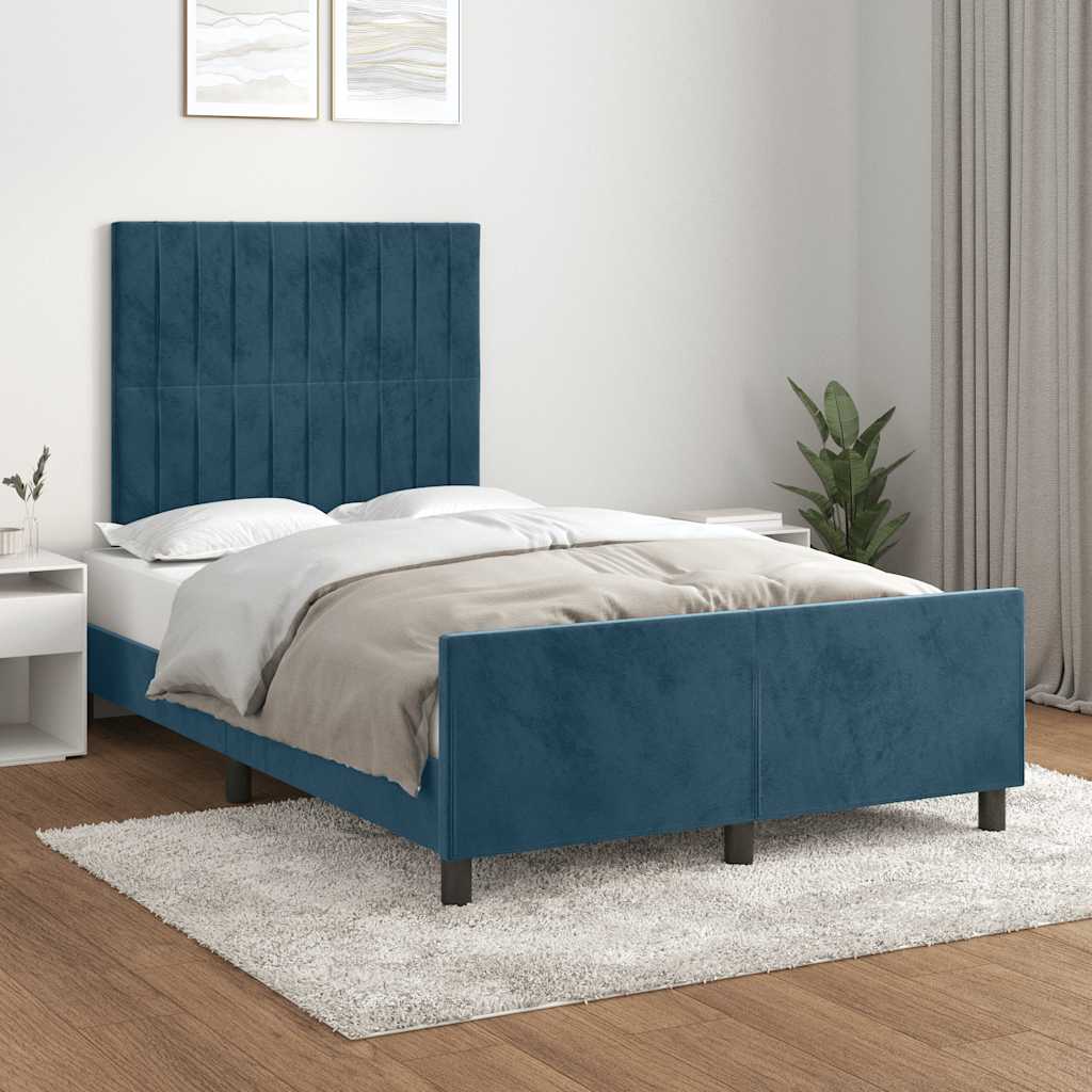 Sängram utan madrass mörkblå 120x200 cm sammet