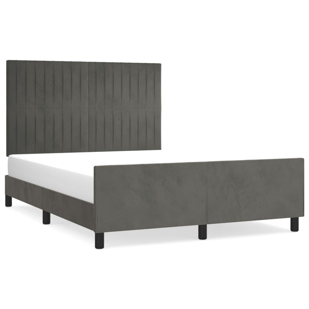 Sängram utan madrass mörkgrå 140x190 cm sammet