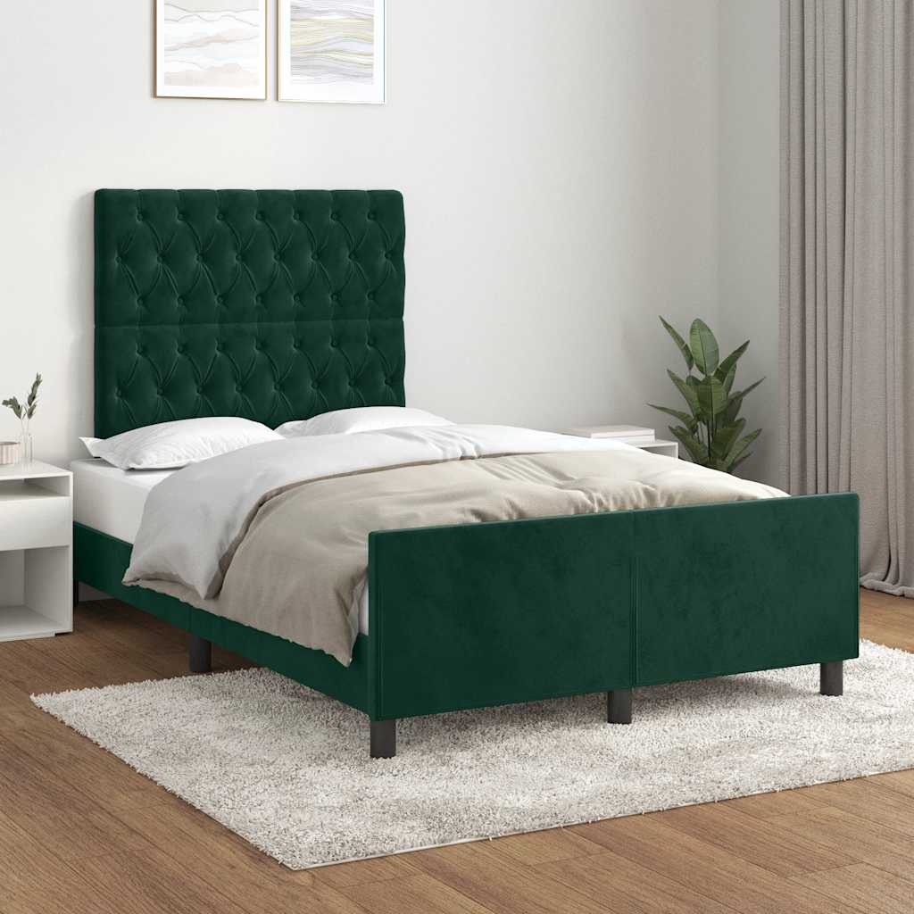 Sängram utan madrass mörkgrön 120x200 cm sammet