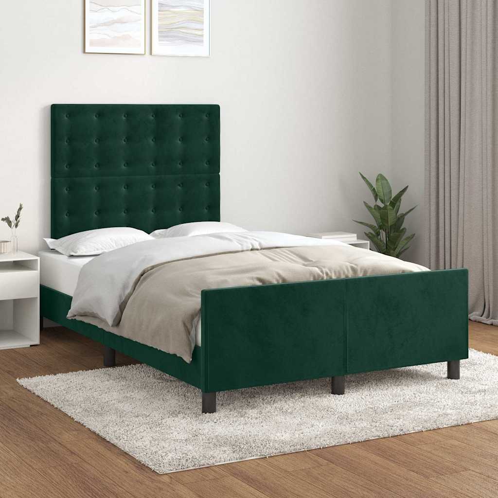 Sängram utan madrass mörkgrön 120x200 cm sammet