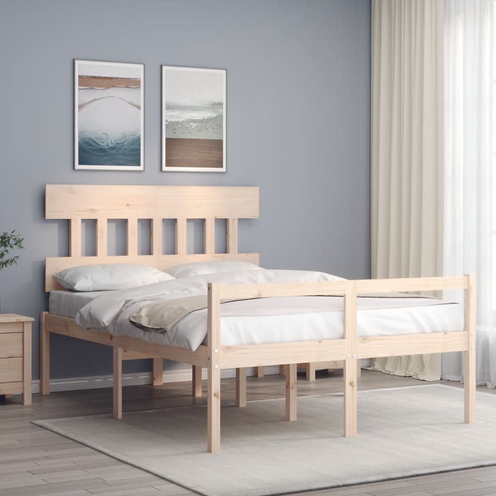 Sängram med sänggavel 140x190 cm massivt trä