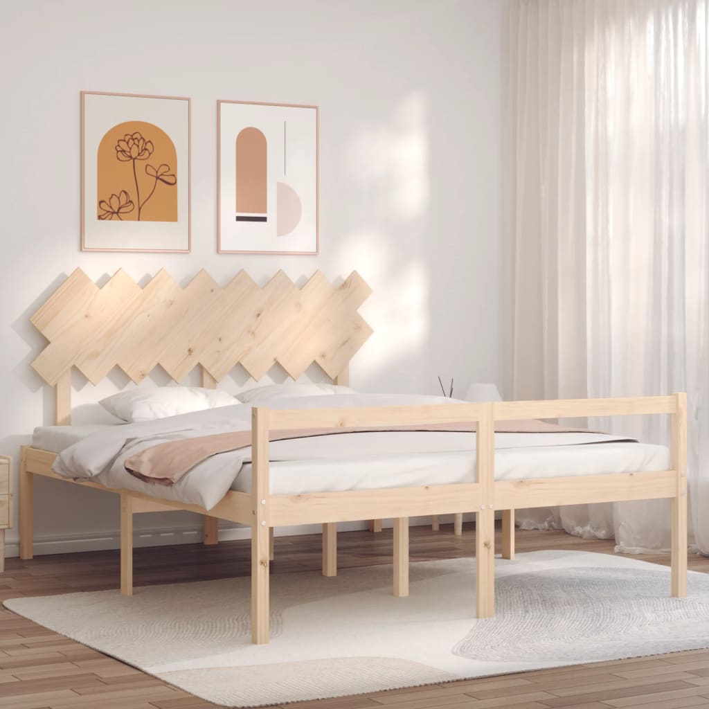 Sängram med sänggavel 160x200 cm massivt trä