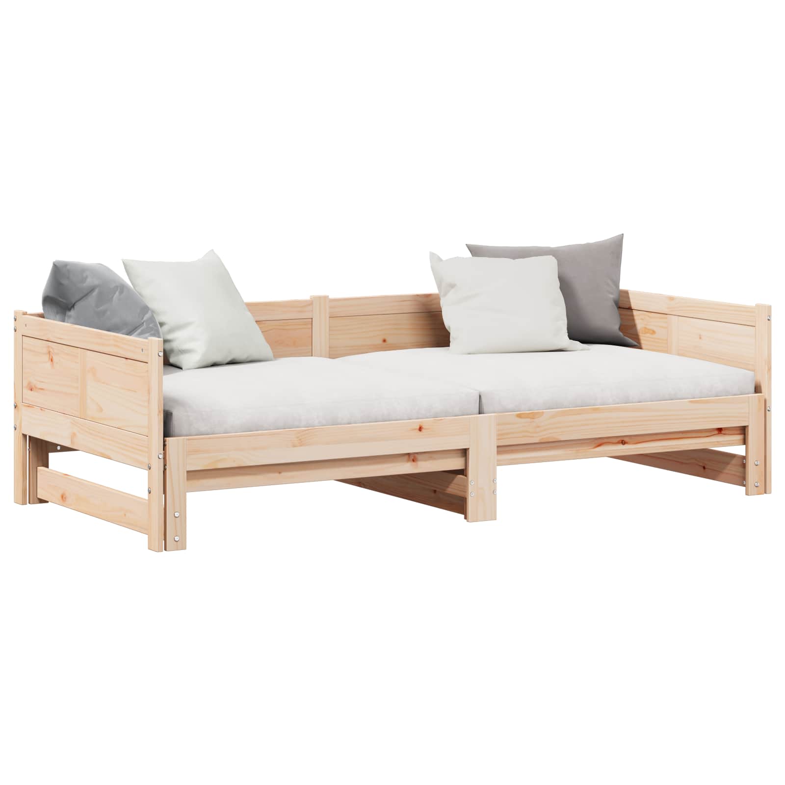 Utdragbar Dagbädd Brun 203,5 x 184 x 56,5 cm Massiv furu