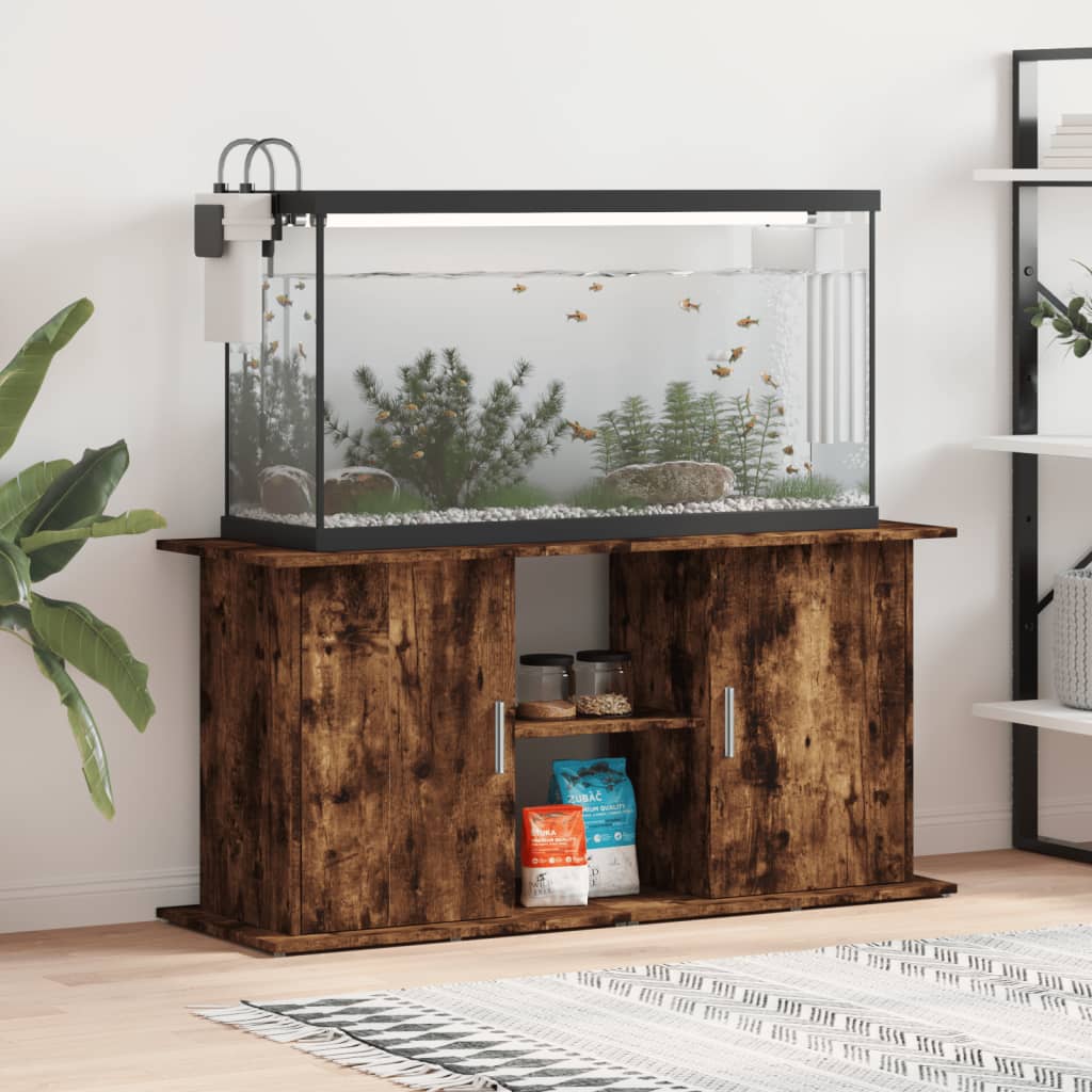 Akvariebänk rökfärgad ek 121x41x58 cm konstruerat trä