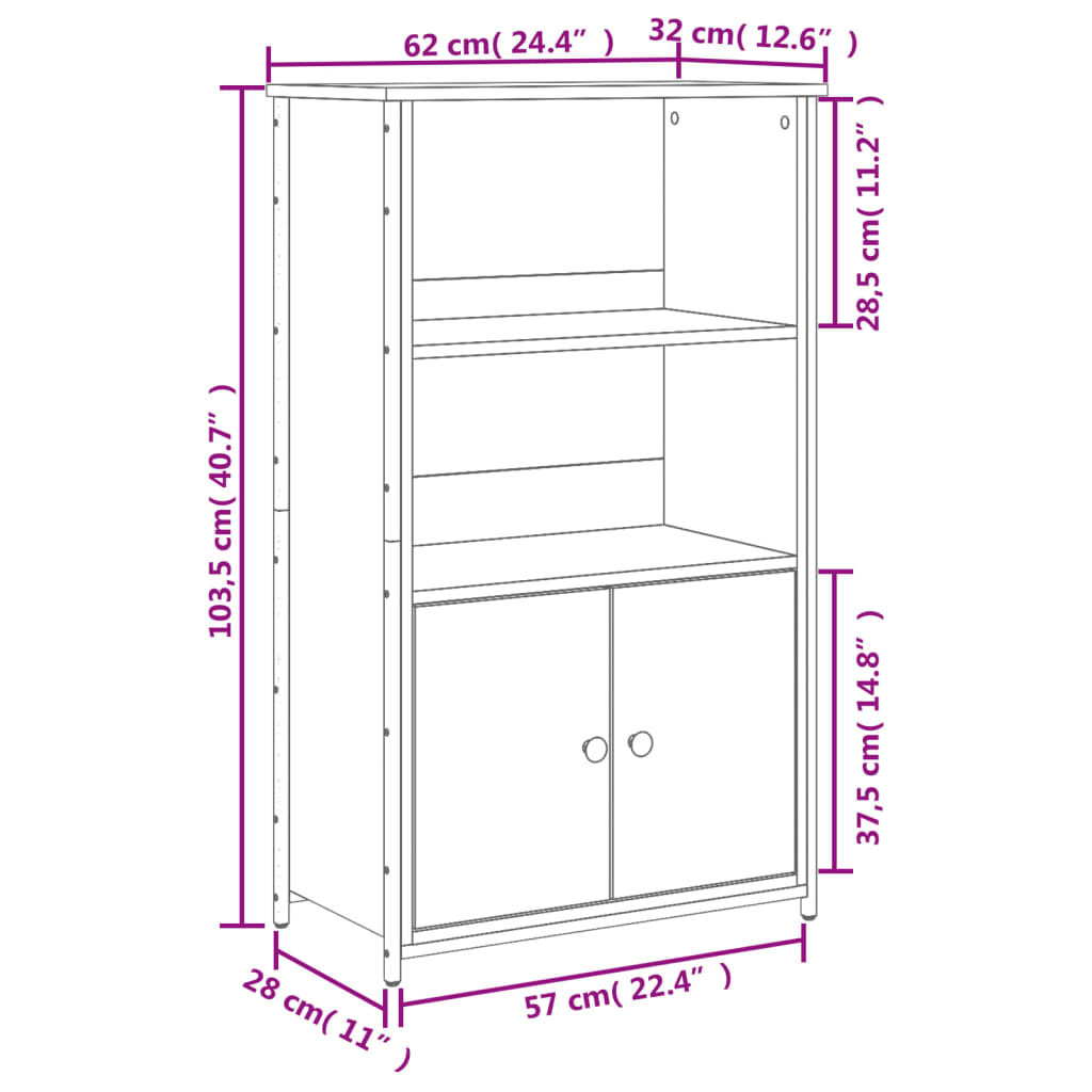 Skåp rökfärgad ek 62x32x103,5 cm konstruerat trä-Skänkar & serveringsbord-vidaXL-njoyroom