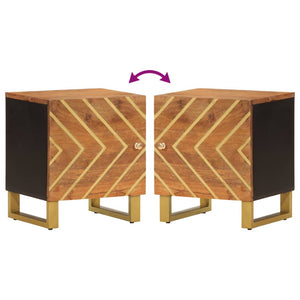 Sängbord 2 st brun och svart massivt mangoträ