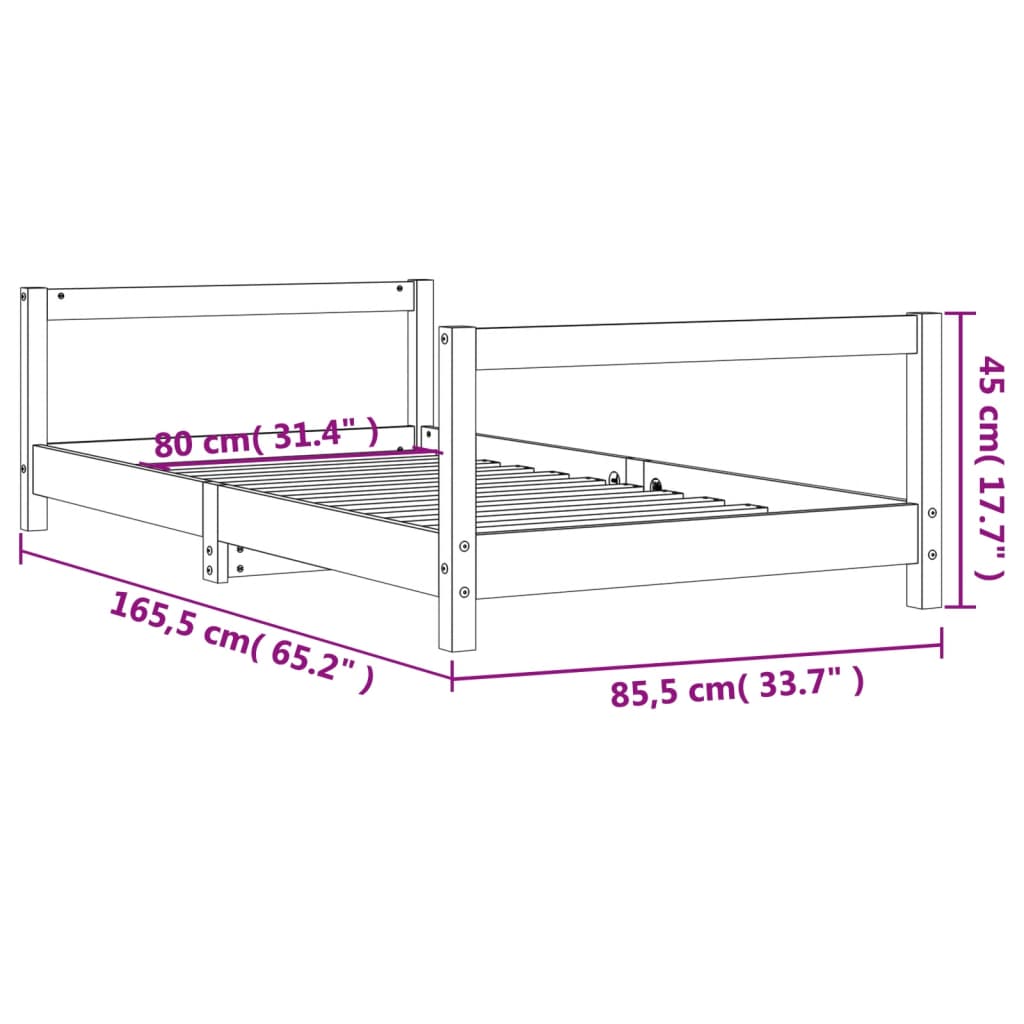 Sängram för barnsäng vit 80x160 cm massiv furu-Spjälsängar & barnsängar-vidaXL-njoyroom