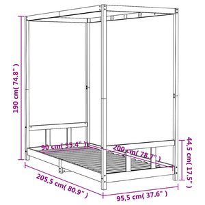 Sängram för barnsäng svart 90x200 cm massiv furu-Spjälsängar & barnsängar-vidaXL-njoyroom