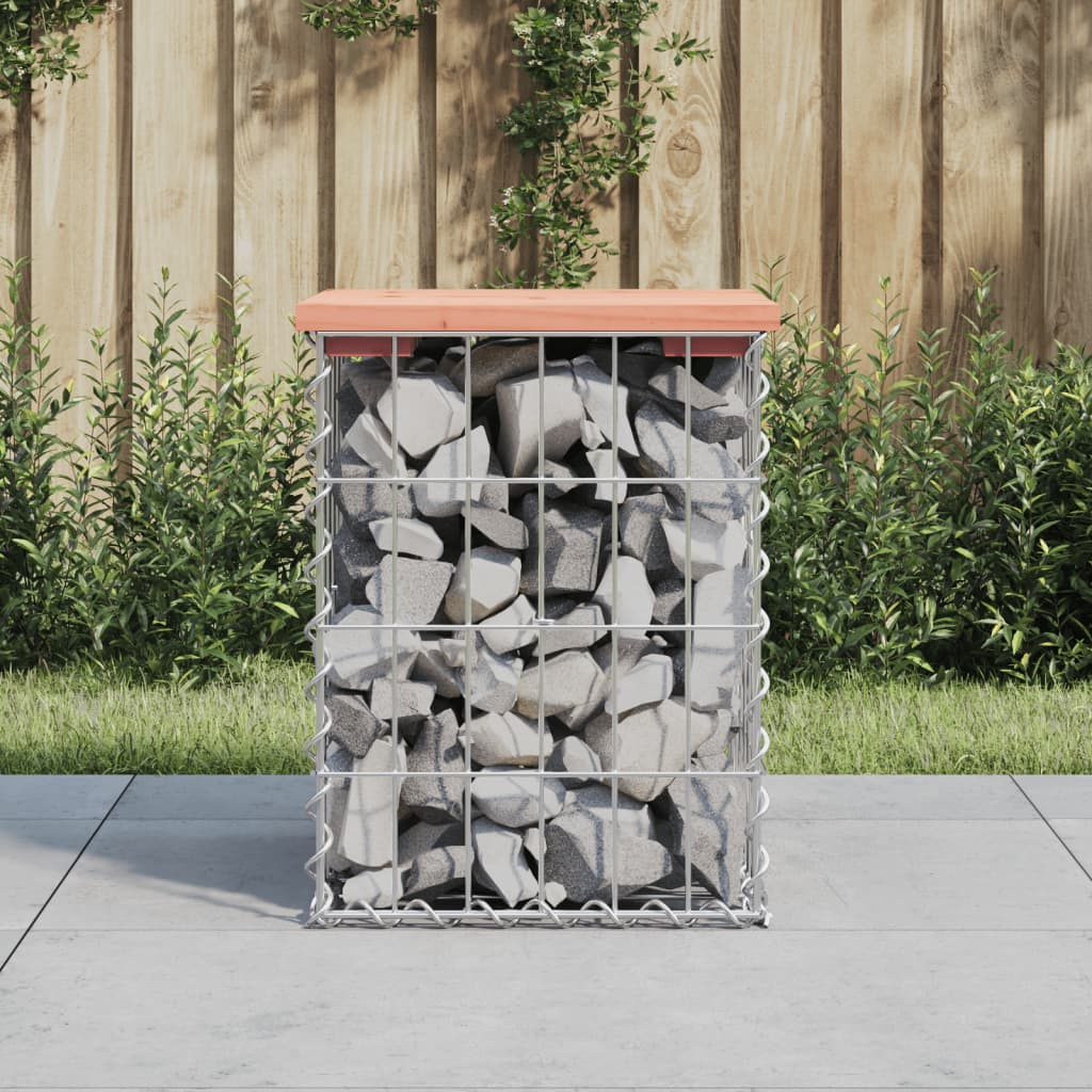 Trädgårdsbänk gabion-design 33x31x42 cm massivt douglasträ