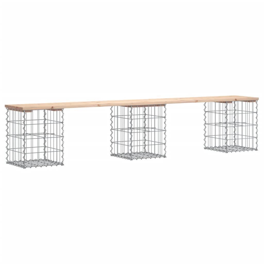 Trädgårdsbänk gabion-design 203x31x42 cm massiv furu