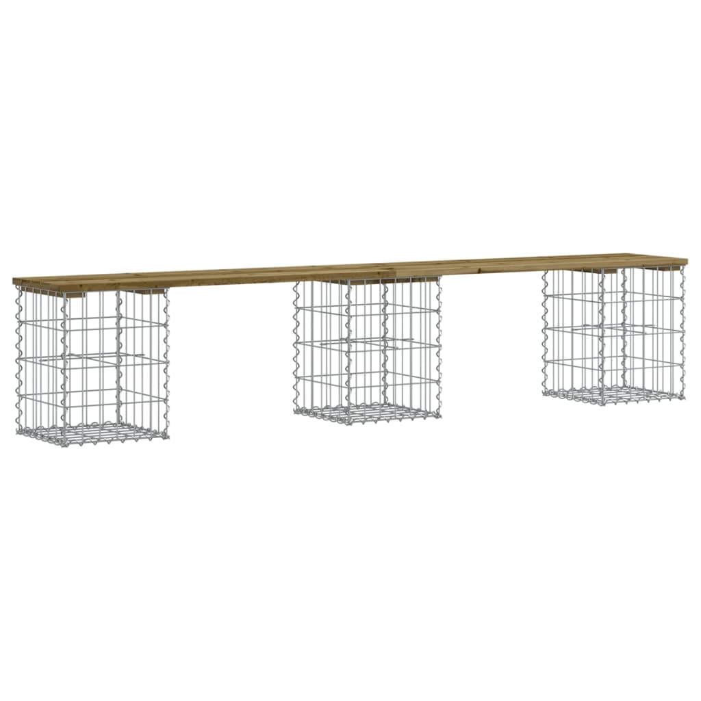 Trädgårdsbänk gabion-design 203x31x42 cm tryckimpregnerad furu