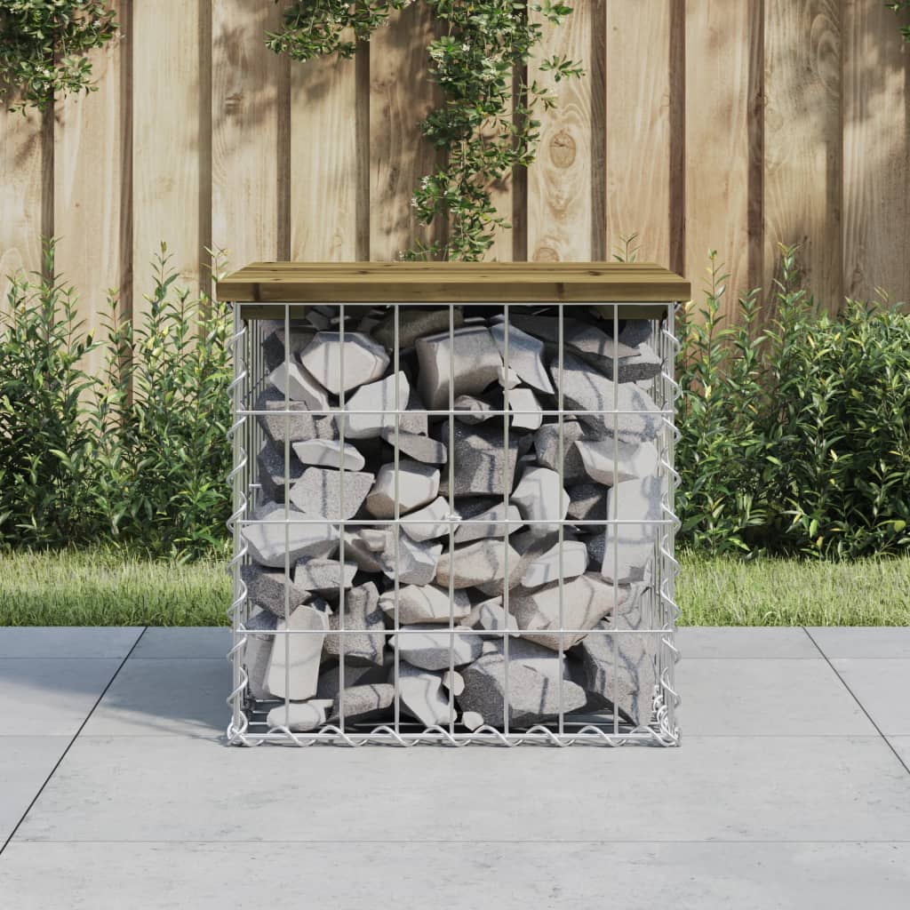 Trädgårdsbänk gabion-design 43x44x42 cm tryckimpregnerad furu