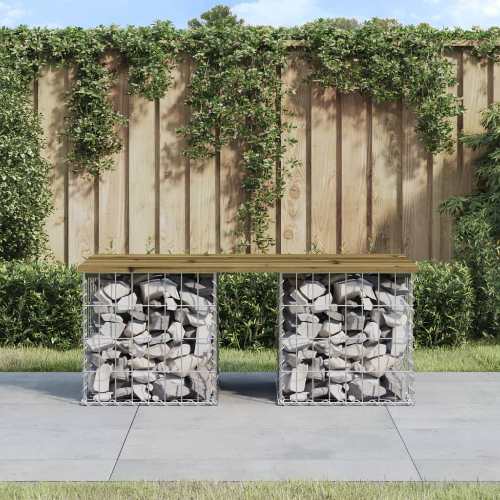 Trädgårdsbänk gabion-design 103x44x42 cm tryckimpregnerad furu