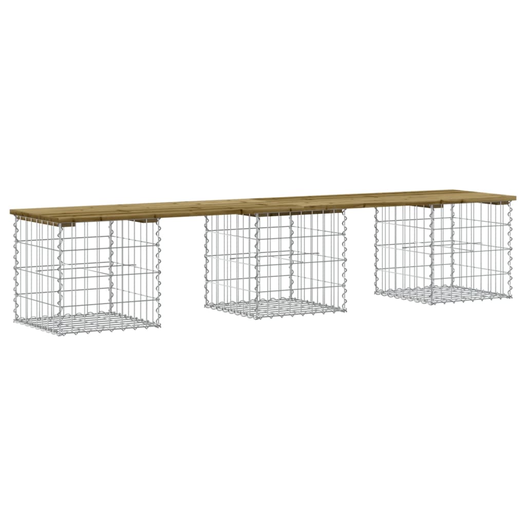 Trädgårdsbänk gabion-design 203x44x42 cm tryckimpregnerad furu