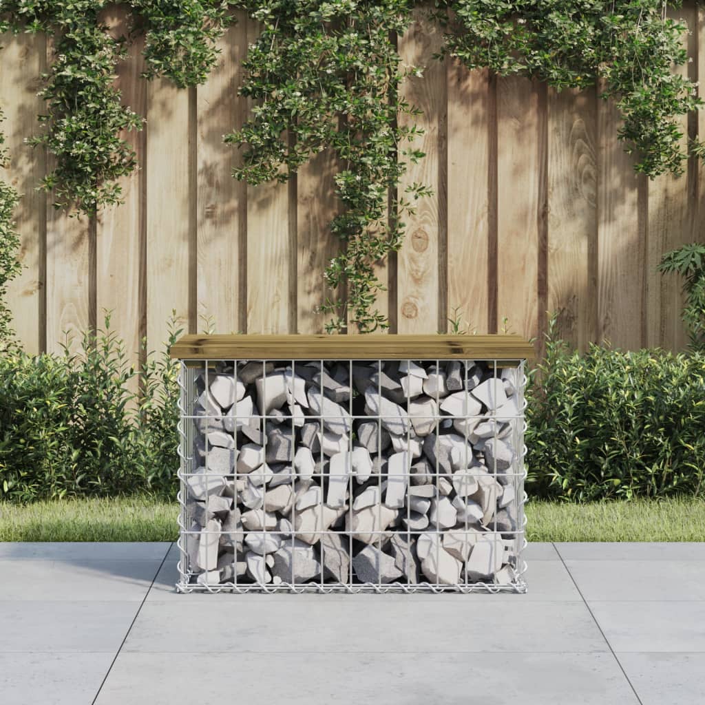 Trädgårdsbänk gabion-design 63x31,5x42 cm impregnerad furu