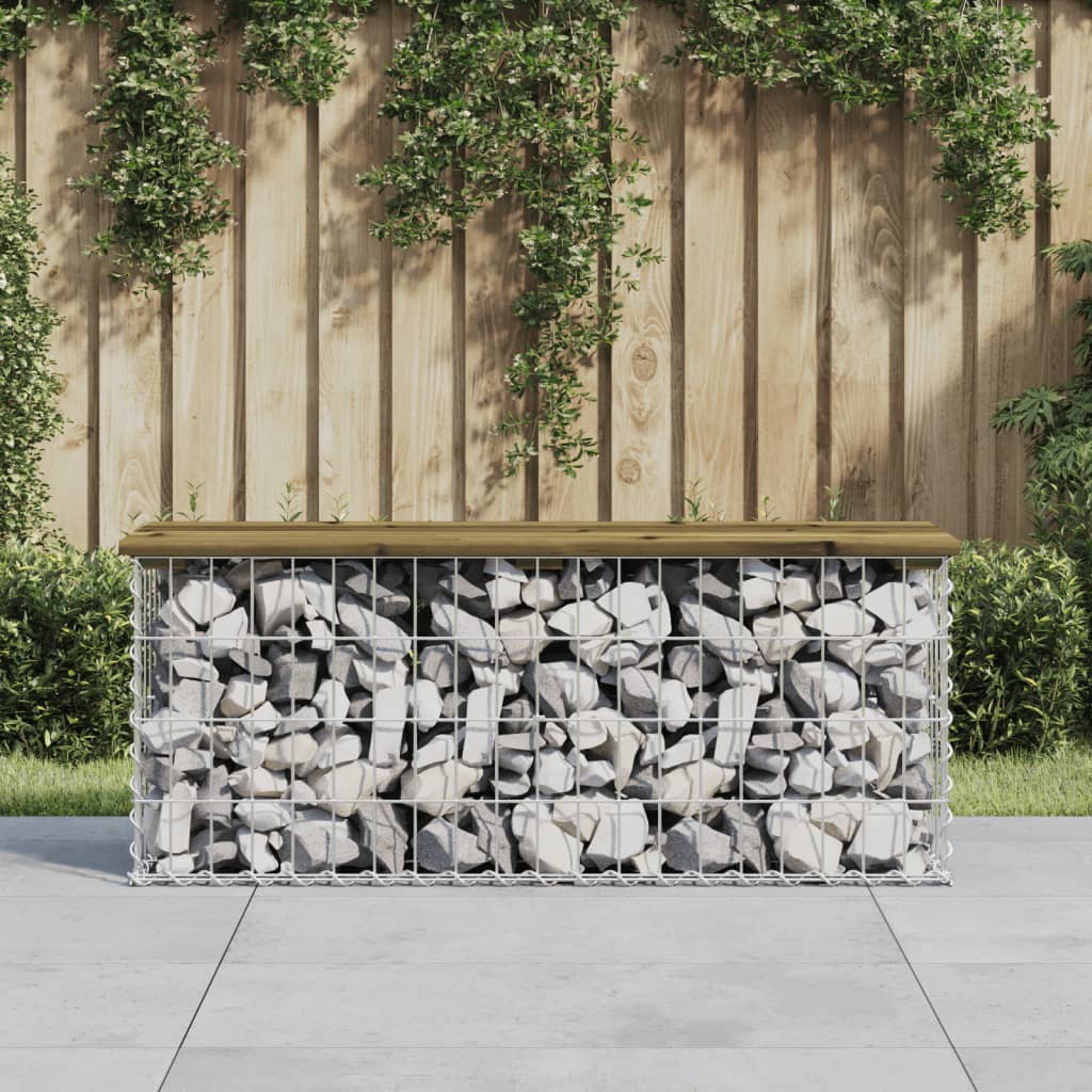 Trädgårdsbänk gabion-design 103x31,5x42 cm impregnerad furu