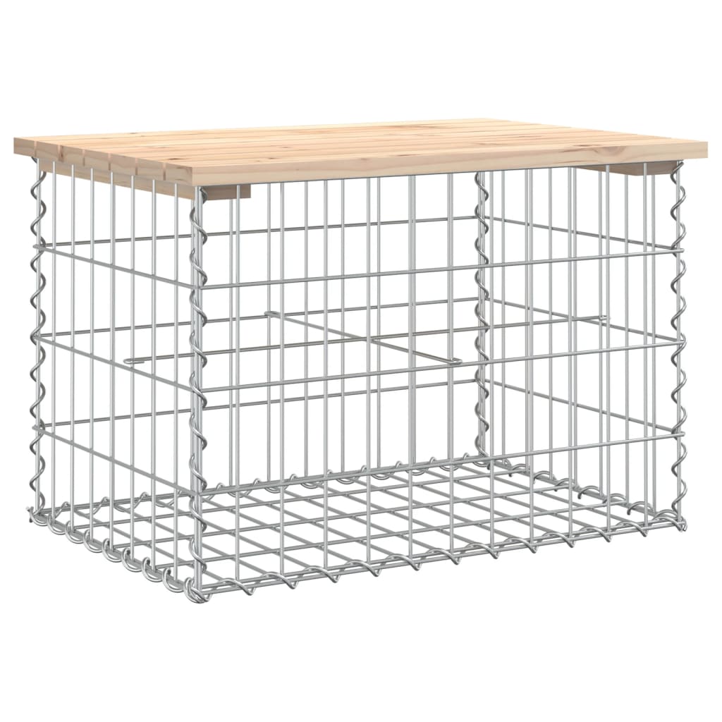 Trädgårdsbänk gabion-design 63x44x42 cm massiv furu