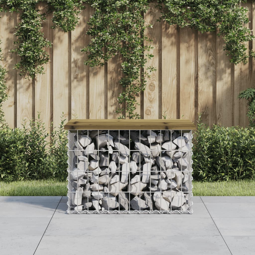 Trädgårdsbänk gabion-design 63x44x42 cm tryckimpregnerad furu