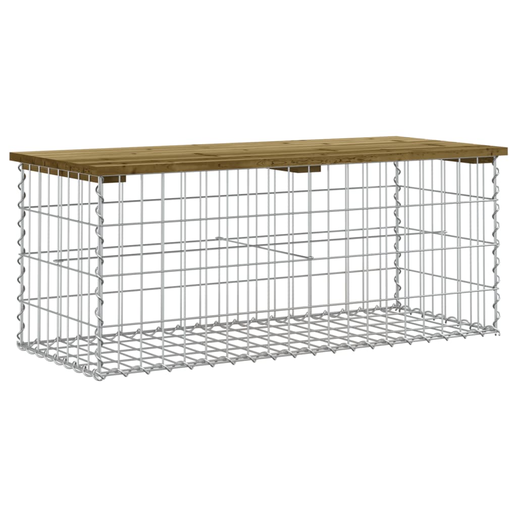 Trädgårdsbänk gabion-design 103x44x42 cm tryckimpregnerad furu