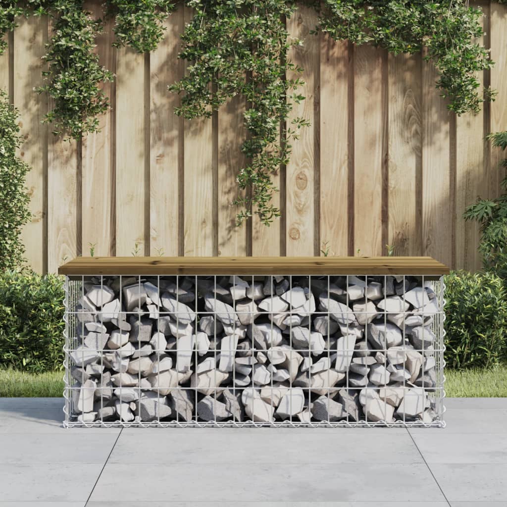 Trädgårdsbänk gabion-design 103x44x42 cm tryckimpregnerad furu