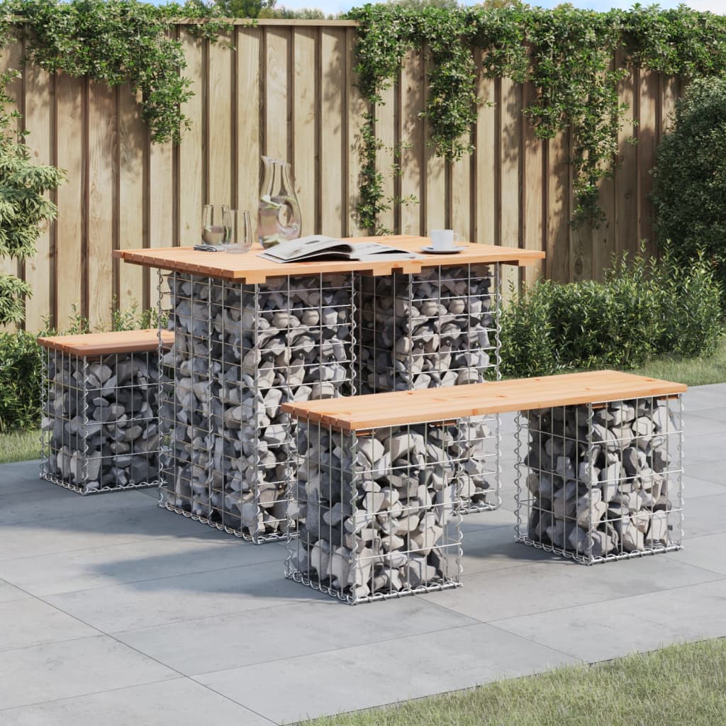 Trädgårdsbänk gabion-design 100x70x72 cm massiv furu