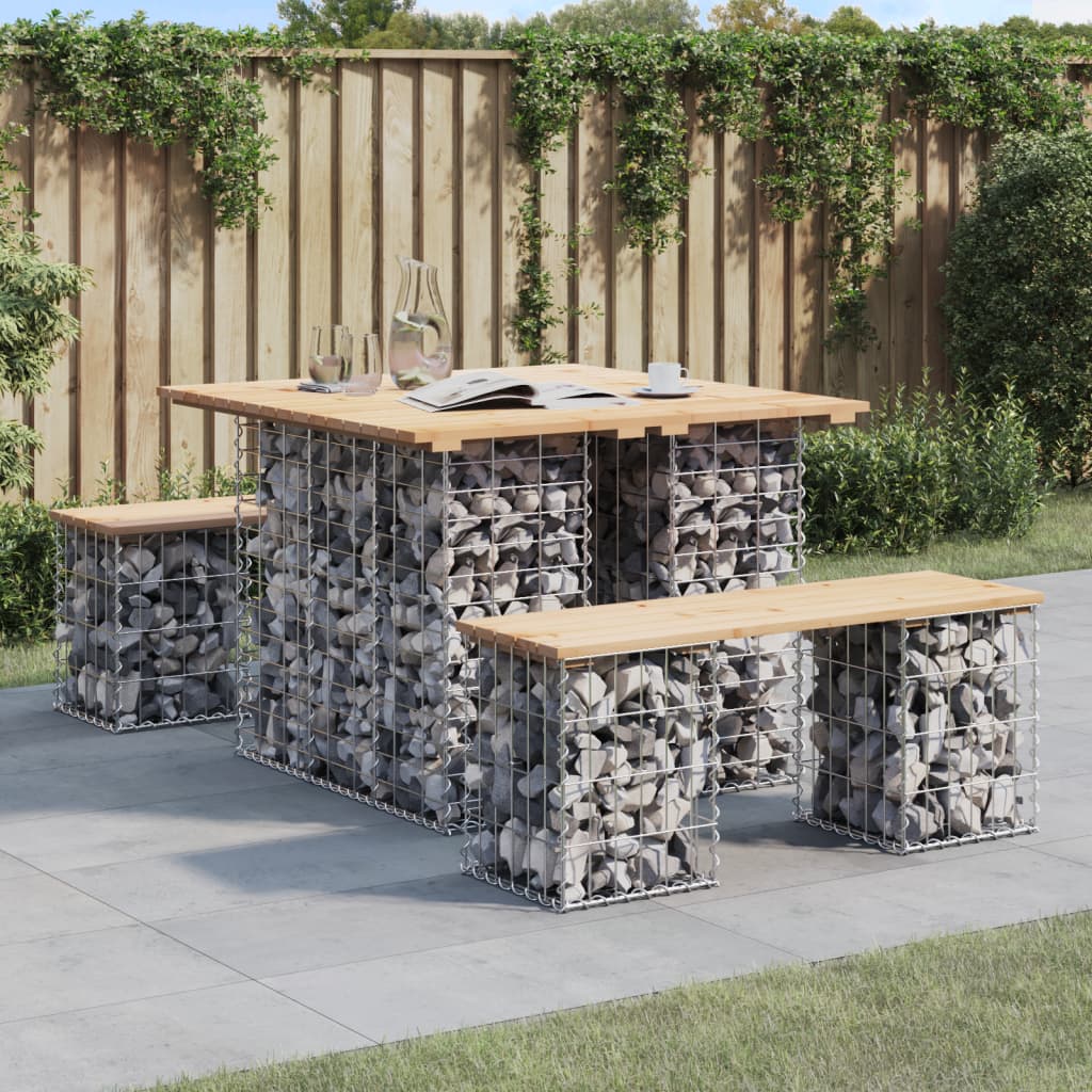 Trädgårdsbänk gabion-design 100x102x72 cm massiv furu