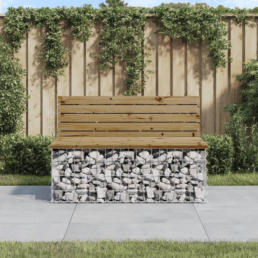 Trädgårdsbänk gabion-design 103x70x65 cm impregnerad furu