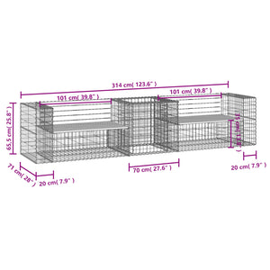 Trädgårdsbänk med gabionkorg massivt douglasträ