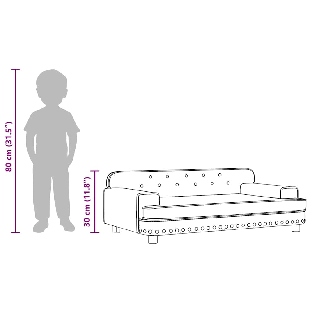 Barnsoffa brun 90x53x30 cm sammet