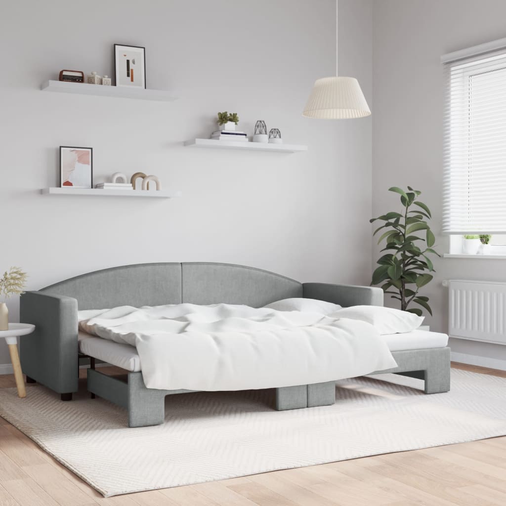 Dagbädd utdragbar ljusgrå 80x200 cm tyg