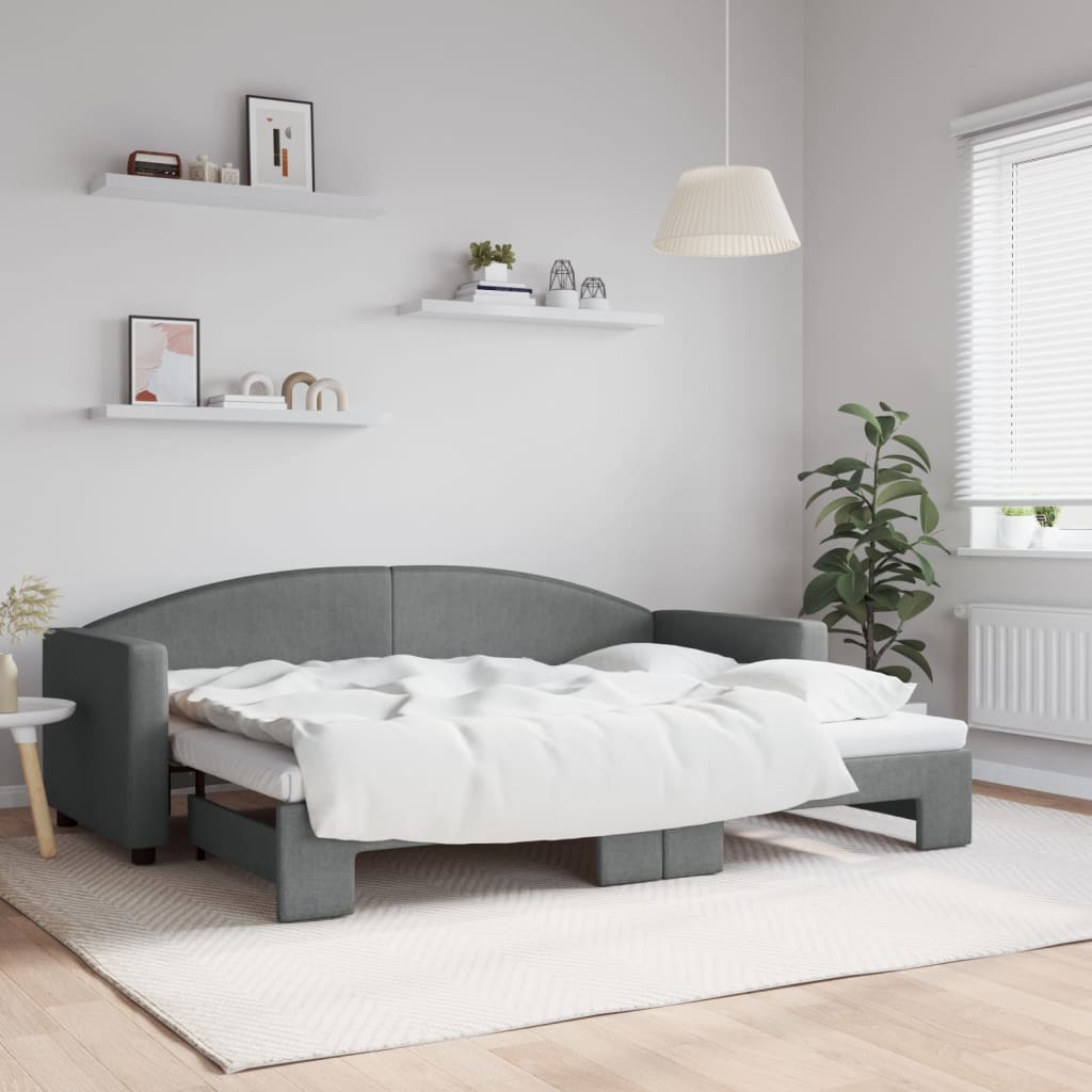 Dagbädd utdragbar mörkgrå 80x200 cm tyg