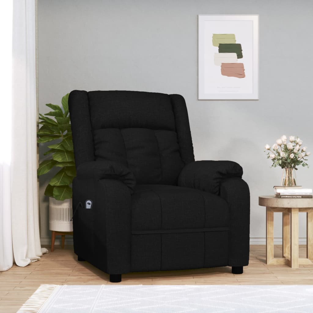 Elektrisk reclinerfåtölj svart tyg