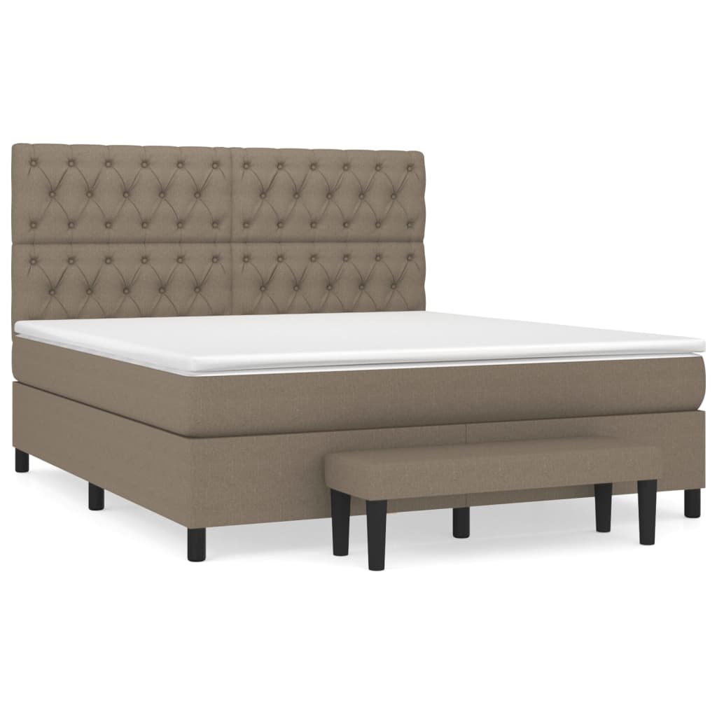 Ramsäng med madrass taupe 160x200 cm tyg