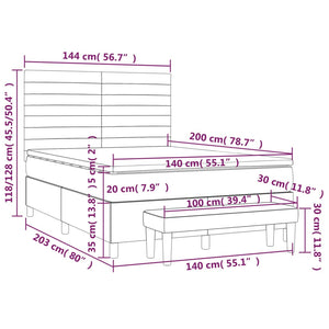 Ramsäng med madrass ljusgrå 140x200 cm tyg